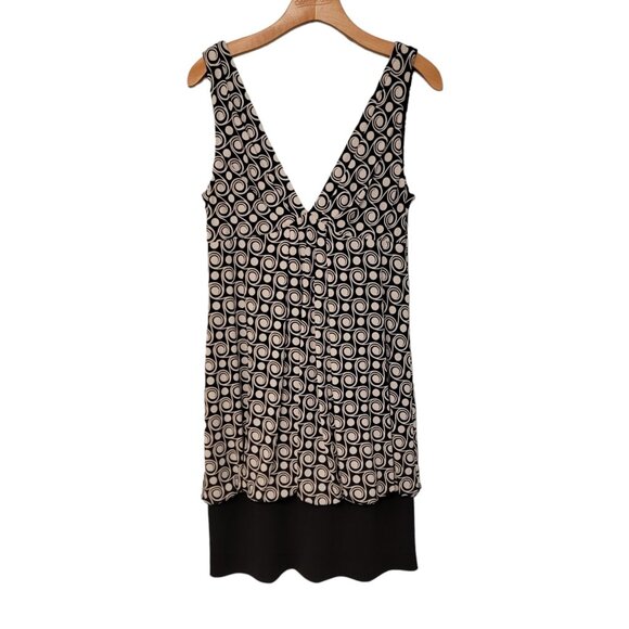 AB Studio‎ Dress Black White Drape Back Sleeveless Womens Large EUC - Picture 1 of 7